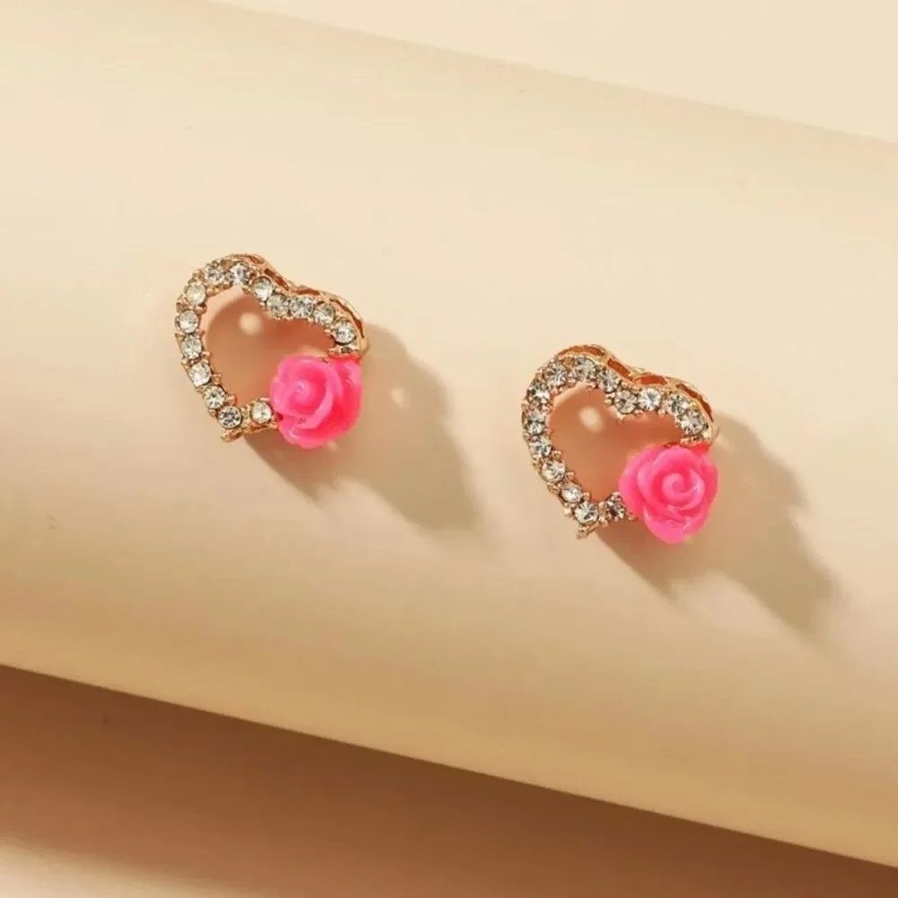 Rhinestone Heart Earrings